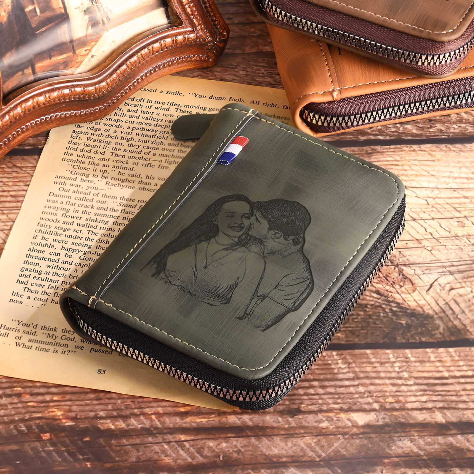 Portefeuille Classique 1 Prénom et Lettre Personnalisés avec Photo Porte-Monnaie Carte