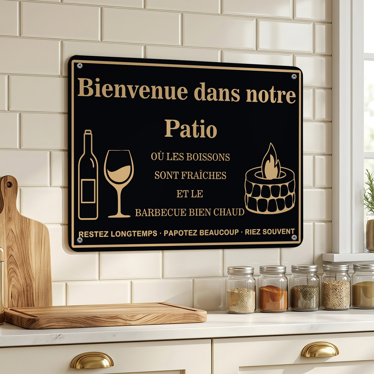 Plaque métallique personnalisée pour le coin barbecue avec texte au choix, panneau barbecue vintage