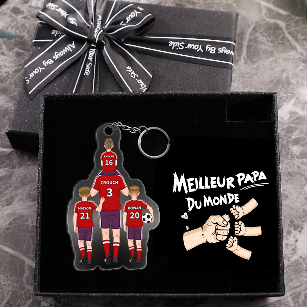 À mon Papa - Porte-Clés de Football avec 2-4 Prénoms Personnalisés en Acrylique | Jessemade