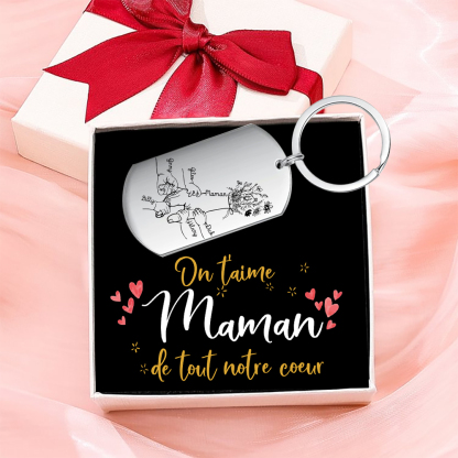 À Ma Maman - Porte-Clés la Main dans la Main 6 Prénoms Personnalisés