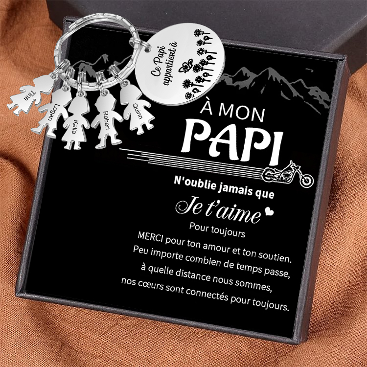 À Mon Papi - 1-5 Noms Porte-Clés Personnalisés Avec Breloques Enfants