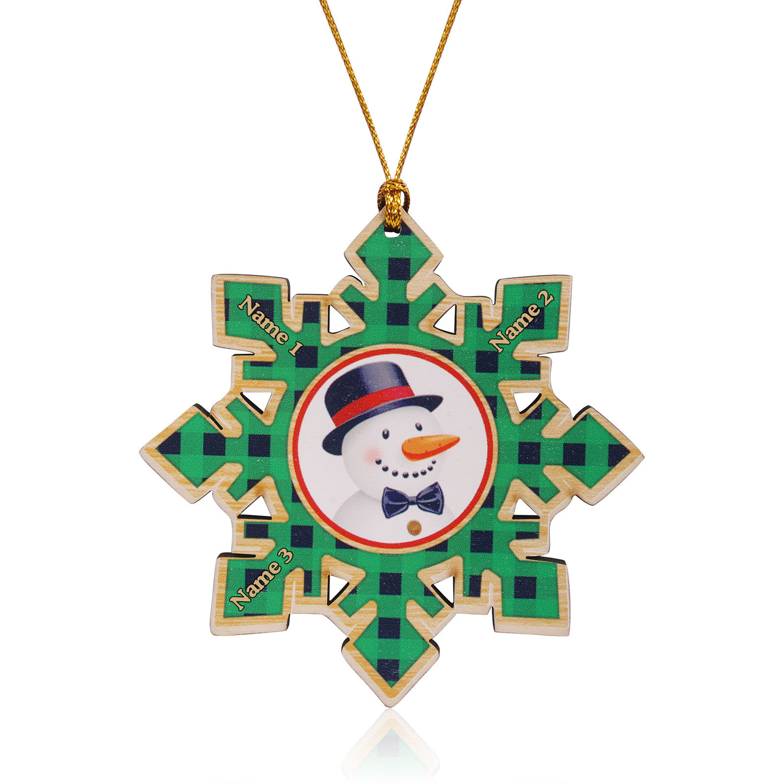 2-6 Noms Décoration Sapin Noël Personnalisés Décoration Flocon en Bois en couleur Vert | Jessemade