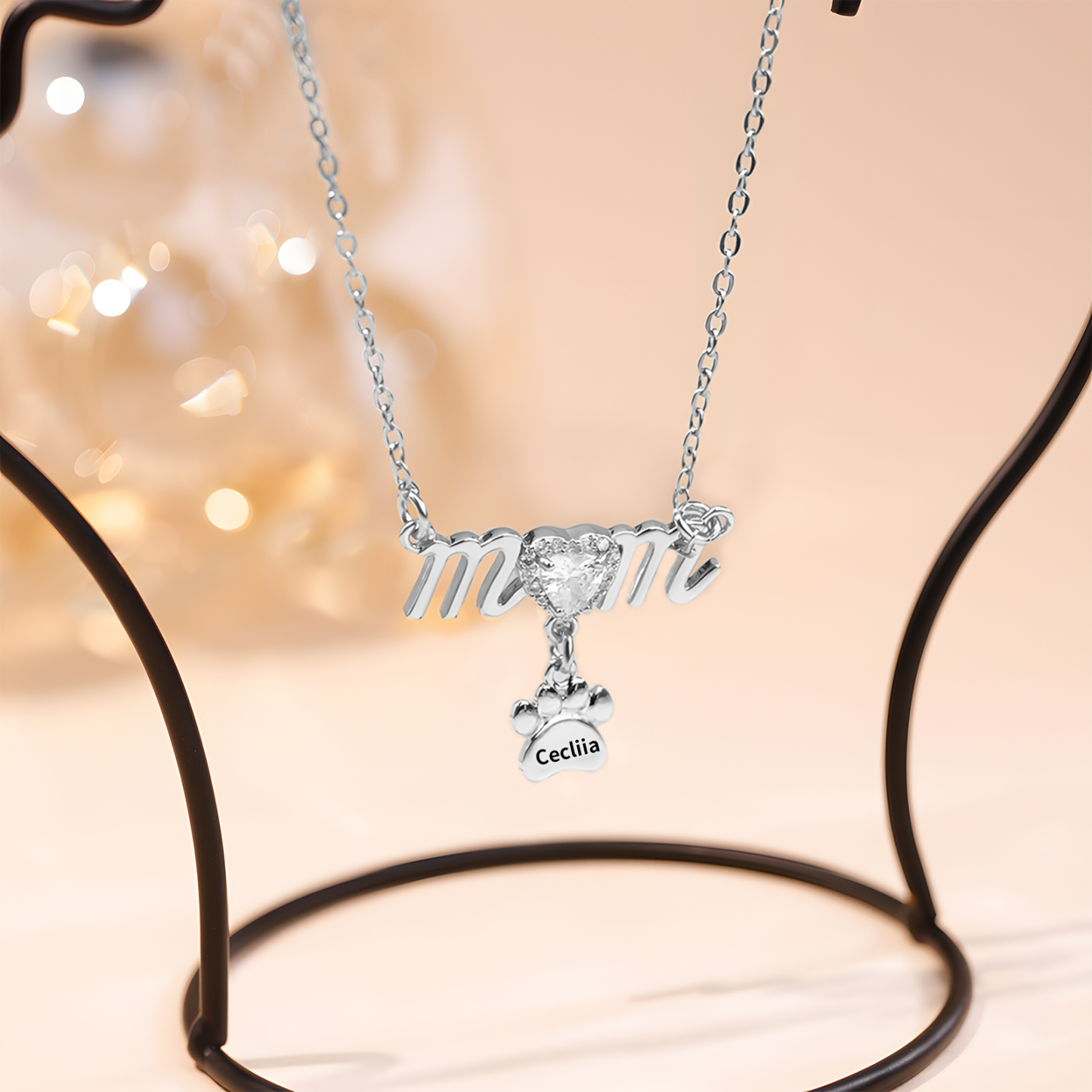 Collier Pendentif Petite Patte 1 Prénom Personnalisé Collier pour Maman