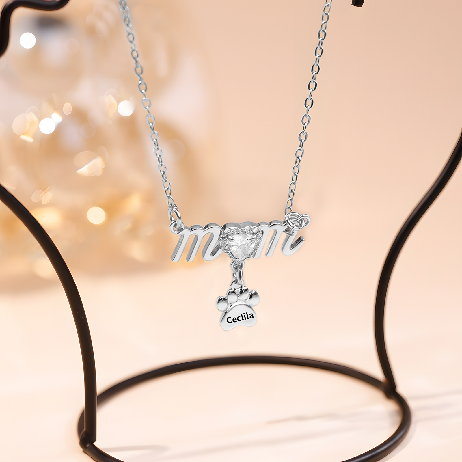 Collier Pendentif Petite Patte 1 Prénom Personnalisé Collier pour Maman