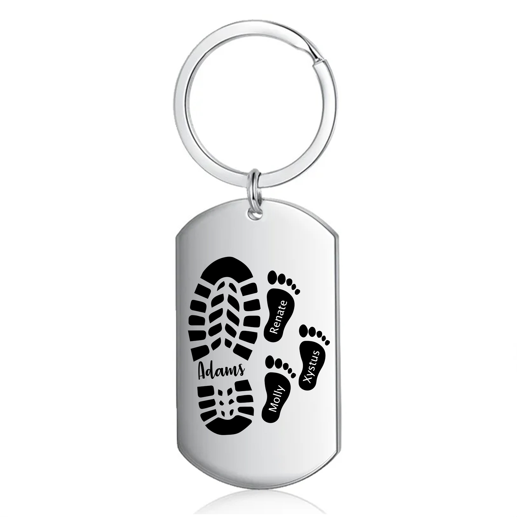 3PCS-Porte-Clés Pieds Bébé 4 Prénoms Personnalisés pour Papa Papi Porte Cles gravés | Jessemade