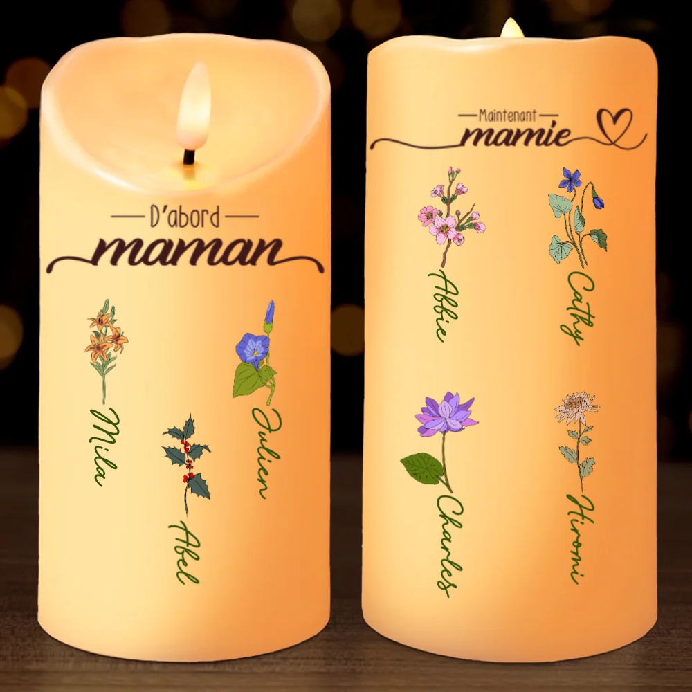 À Mamie - Bougie Électronique 1-10 prénoms Personnalisés Cadeau pour Mamie | Jessemade