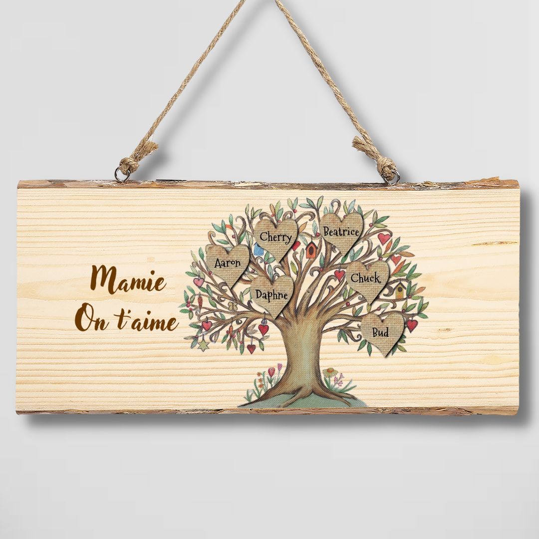 Décoration en bois Arbre de Vie 3-7 Prénoms Personnalisés avec Texte pour Famille Peinture Décorative