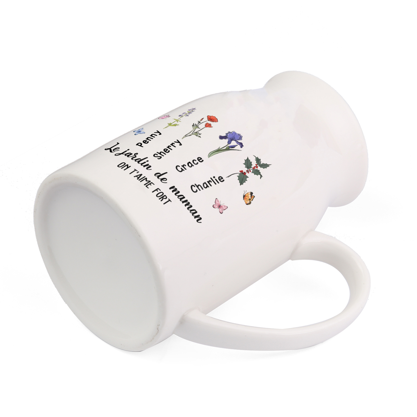 Vase à Fleurs Papillon 4 Prénoms et Fleurs de Naissance Personnalisés avec 2 Textes Décoration de la Maison