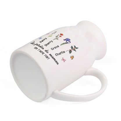 Vase à Fleurs Papillon 4 Prénoms et Fleurs de Naissance Personnalisés avec 2 Textes Décoration de la Maison