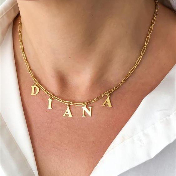 Collier Chaîne à Maillons En Argent 925 Prénom Personnalisé 8 Lettres