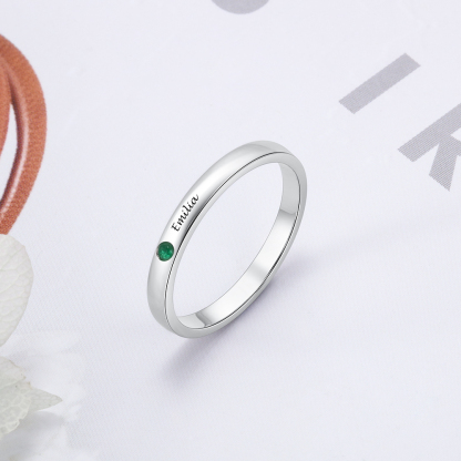 Bague Prénom Personnalisé avec 1 Pierre de Naissance