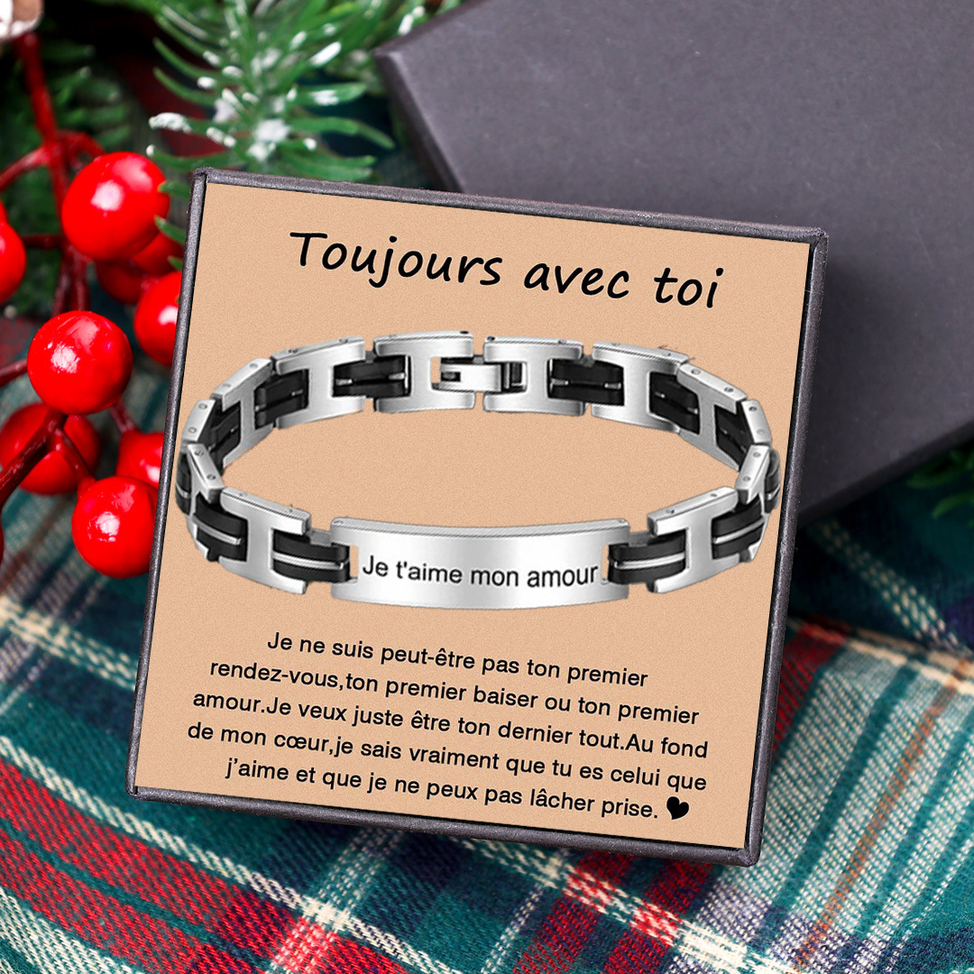 À mon Amour -  Bracelet Texte Gravure Personnalisé Bracelet Homme