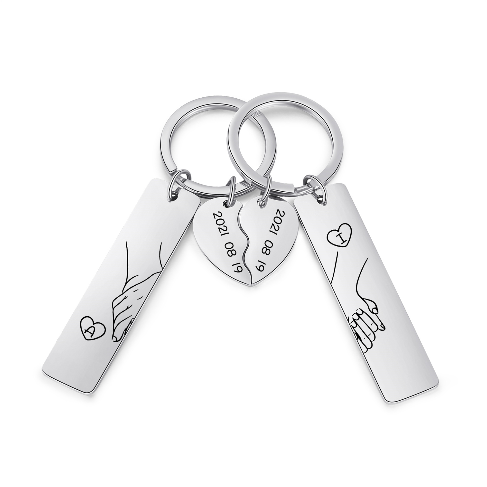 Coffret Cadeau 2PCS - Aimant de réfrigérateur musical et Porte-Clés Photo et Spotify Personnalisés avec 2 Initiales et 2 Dates Coffret Cadeau pour Couple | Jessemade