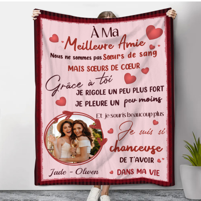 À ma Meilleure Amie - Couverture Plaids Polaire 2 Prénoms Personnalisés avec Photo