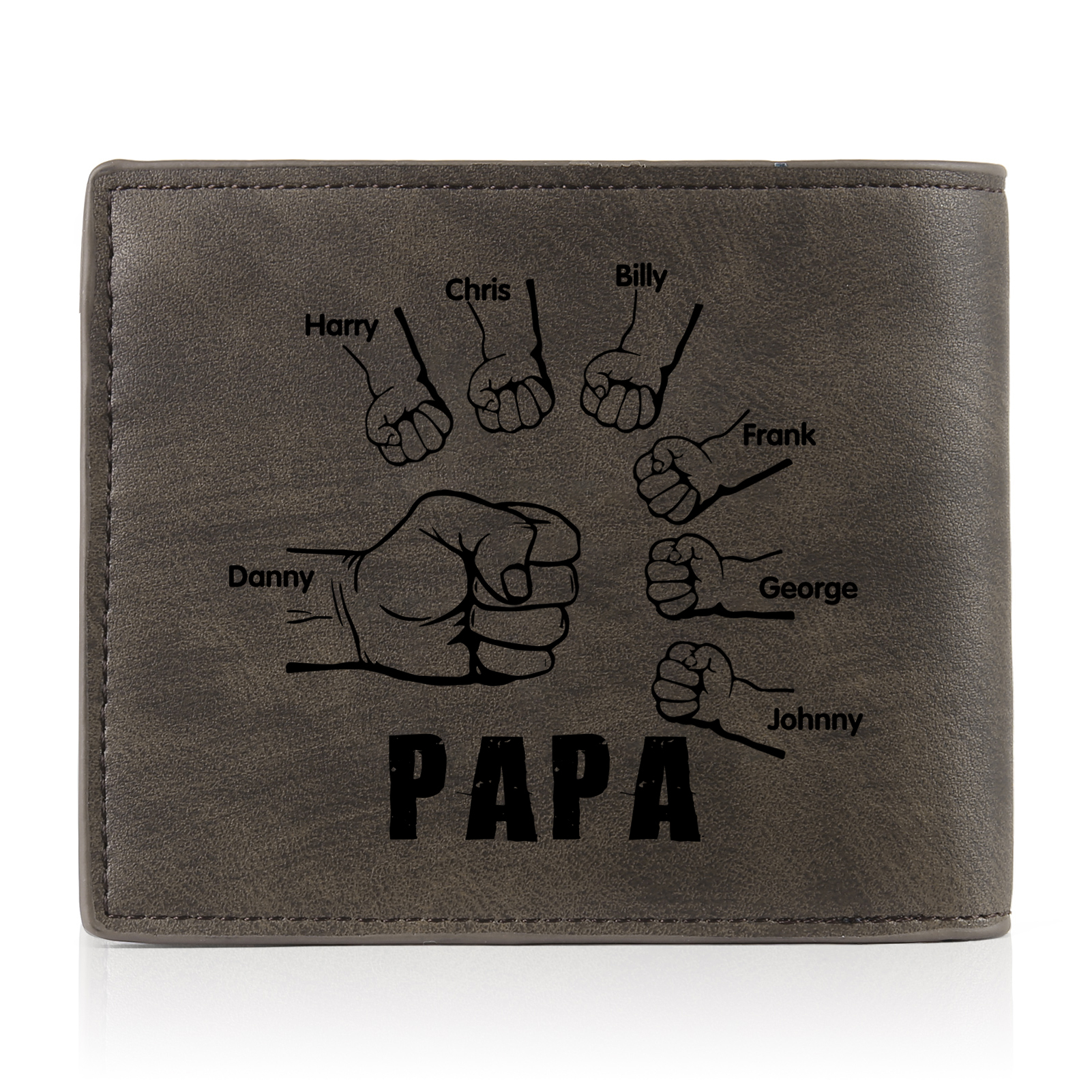 À mon Papa - Portefeuille Poings 7 Prénoms Personnalisés avec Photo Classique Homme Porte-Monnaie Carte