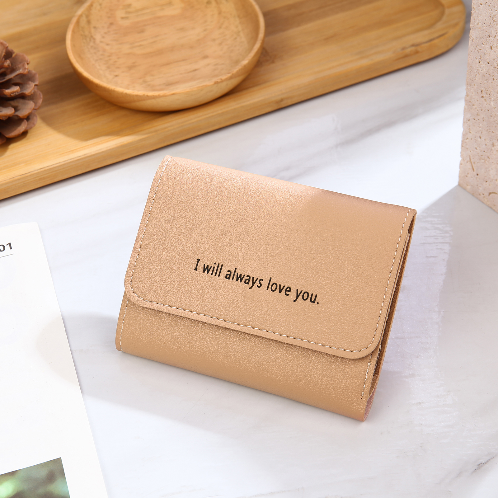 Portefeuille Femme Prénom et Texte Personnalisés avec Fleurs de naissance Porte-Monnaie Carte