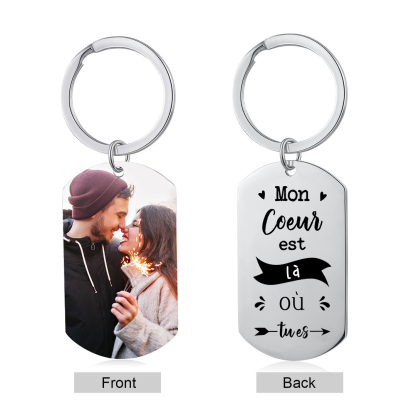 À mon Homme - Porte-Clés 1 Photo Personnalisée Mon Cœur est  là οù tu es Cadeau Noël