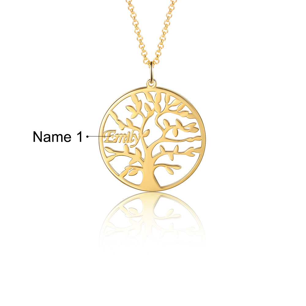 Collier Argent Arbre de vie Arbre généalogique 1 prenom