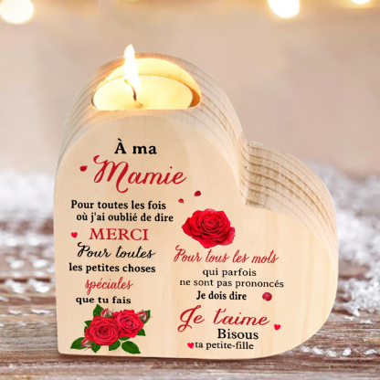 À Ma Mamie - Bougeoir en Bois sans bougie cadeau de Petite-Fille pour Mamie