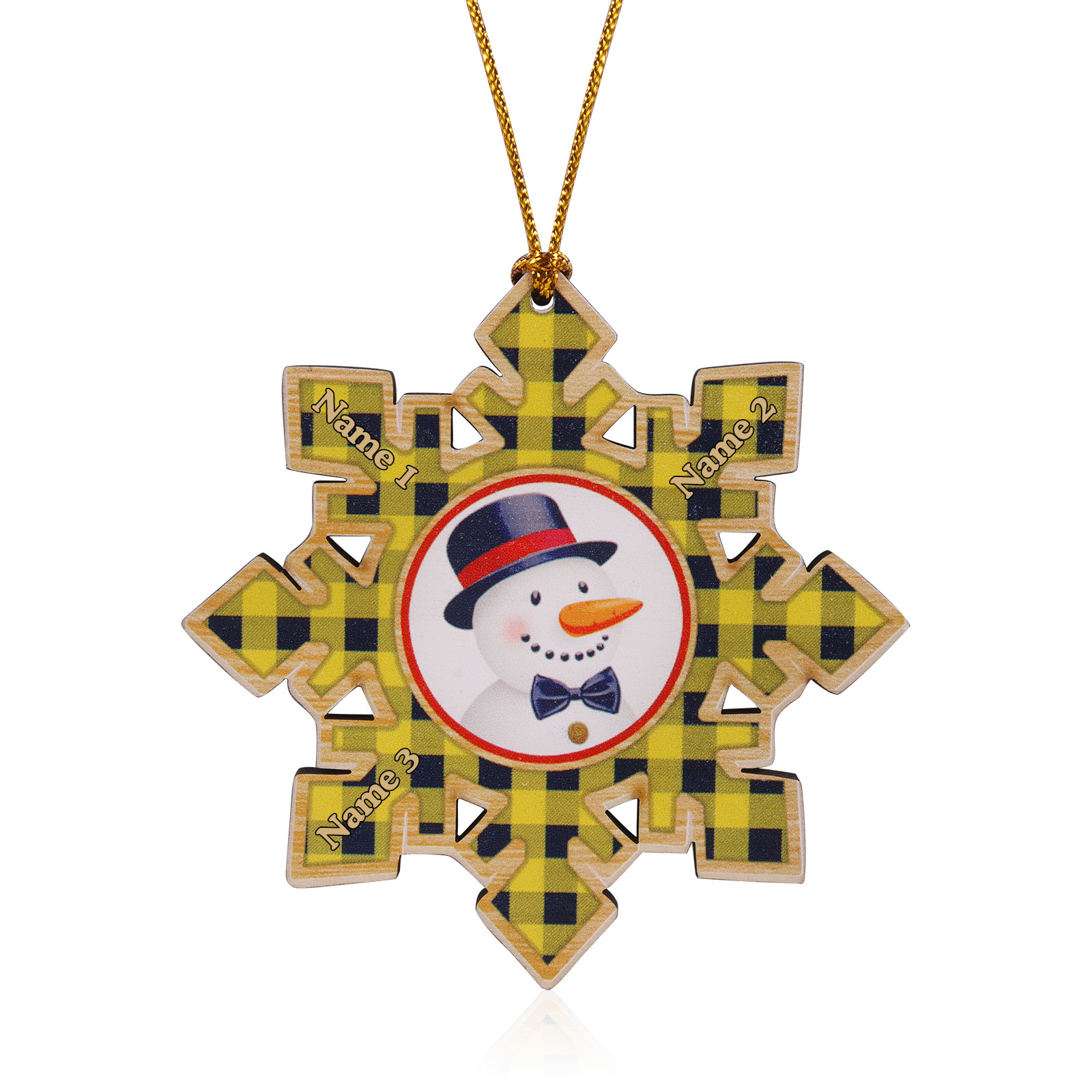 2-6 Noms Décoration Sapin Noël Personnalisés Flocon de neige en Bois Cadeau pour Famille | Jessemade