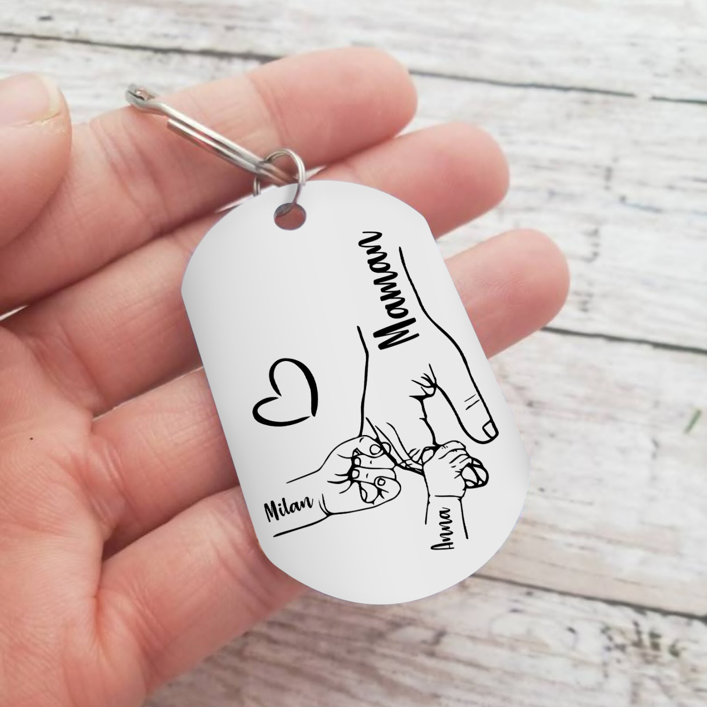 À ma Maman - Porte-Clés 1-4 Prénoms Personnalisés Porte-Clés la lain dans la main