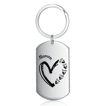 À Ma Maman - Porte-Clés Cœur 2-7 Noms Personnalisés