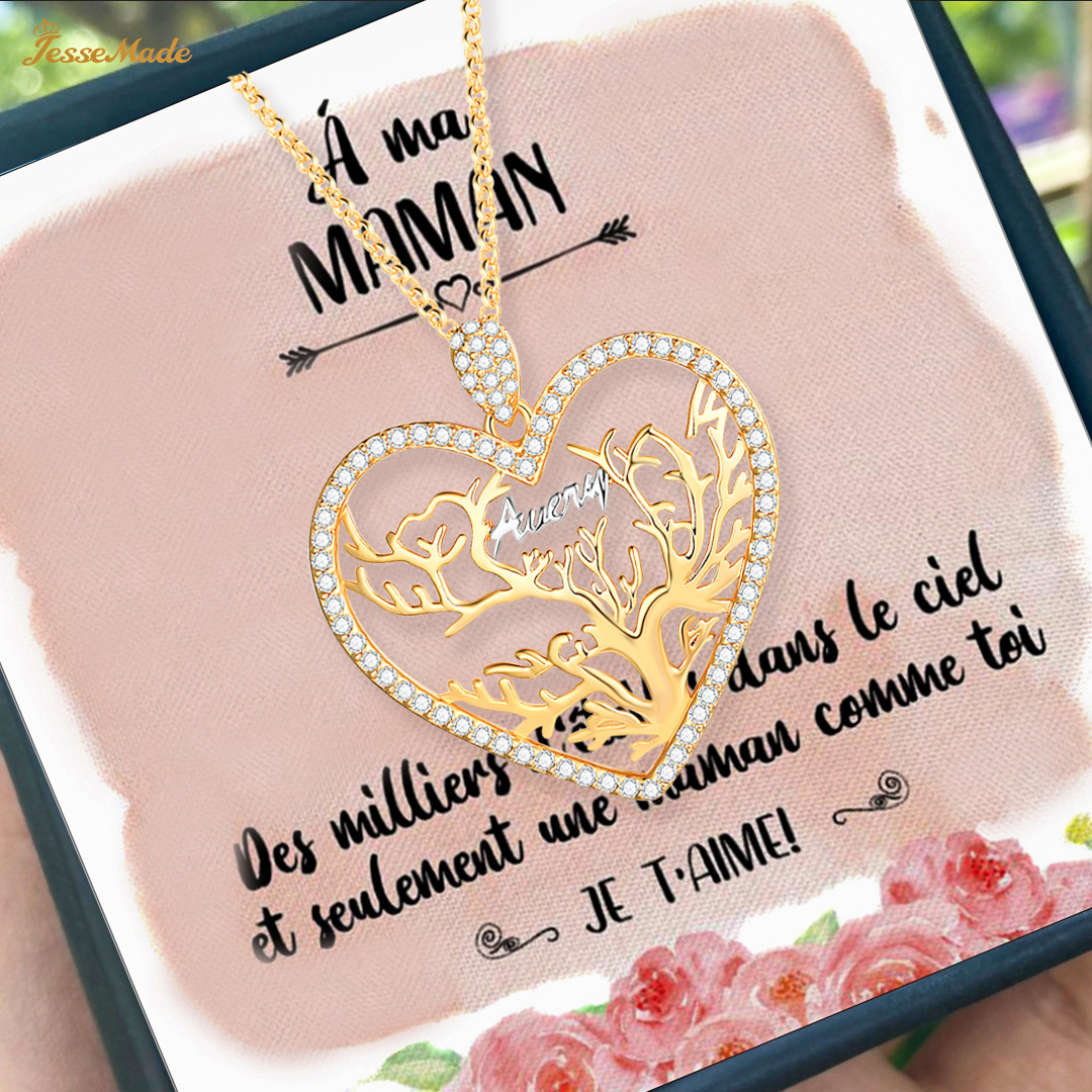 A ma maman - Collier Pendentif Arbre de vie Arbre généalogique 1 prénom