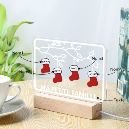 2-8 Noms Lampe de chevet Noël Chaussettes LED Lumières personnalisé avec Texte | Jessemade