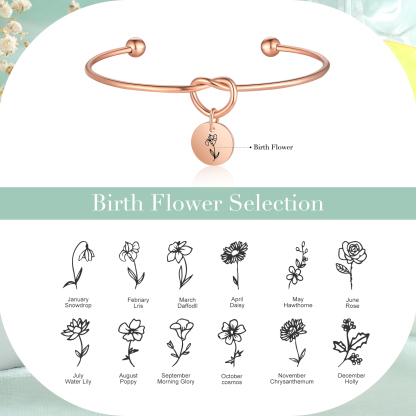 Bracelet Jonc Fleur de Naissance Personnalisé