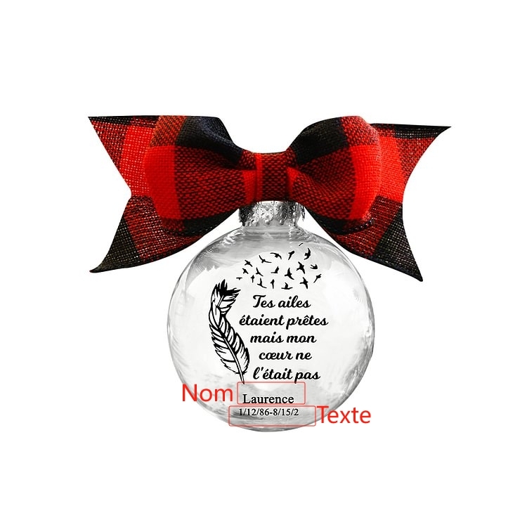 Boule transparente de plumes Ornements Prénom Personnalisé avec date boule de noël | Jessemade