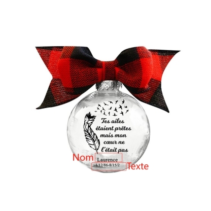 Boule transparente de plumes Ornements Prénom Personnalisé avec date boule de noël | Jessemade