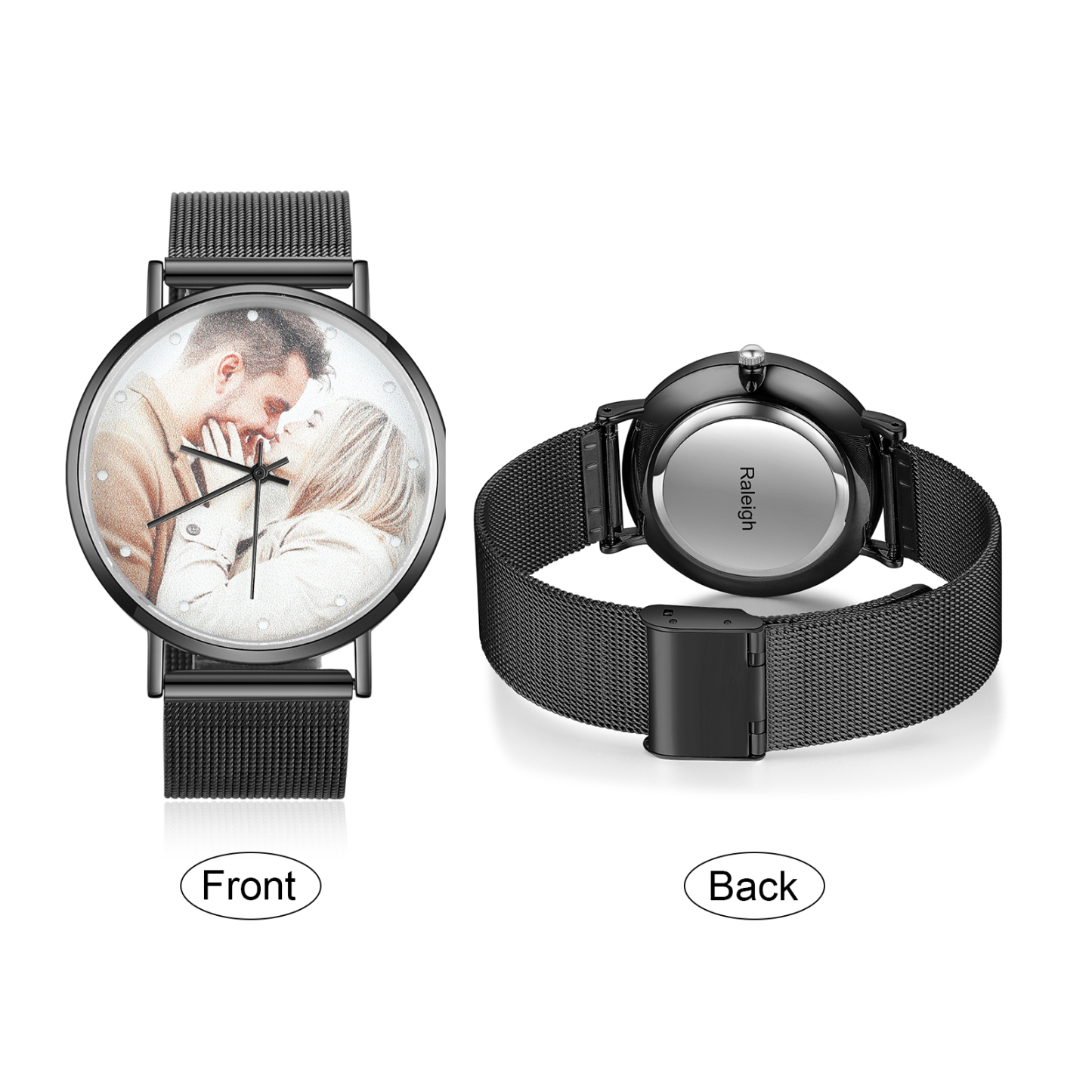 Montre Personnalisée Photo avec Gravure du prénom ou Message Bracelet