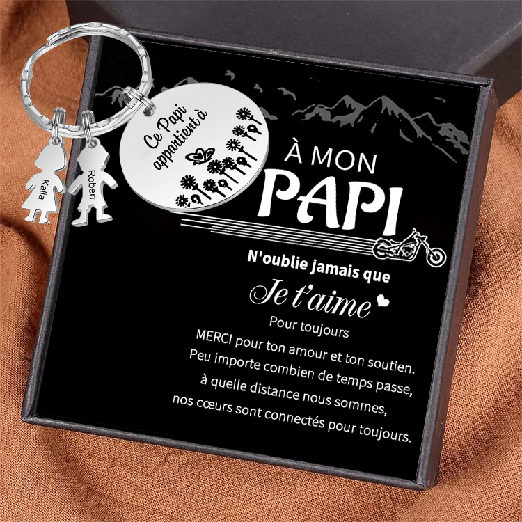 À Mon Papi - 1-5 Noms Porte-Clés Personnalisés Avec Breloques Enfants