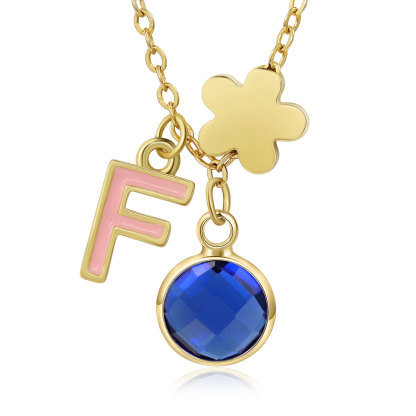 Collier Enfants Bébé Collier 1 Pierre de Naissance et 1 Lettre pour Fi