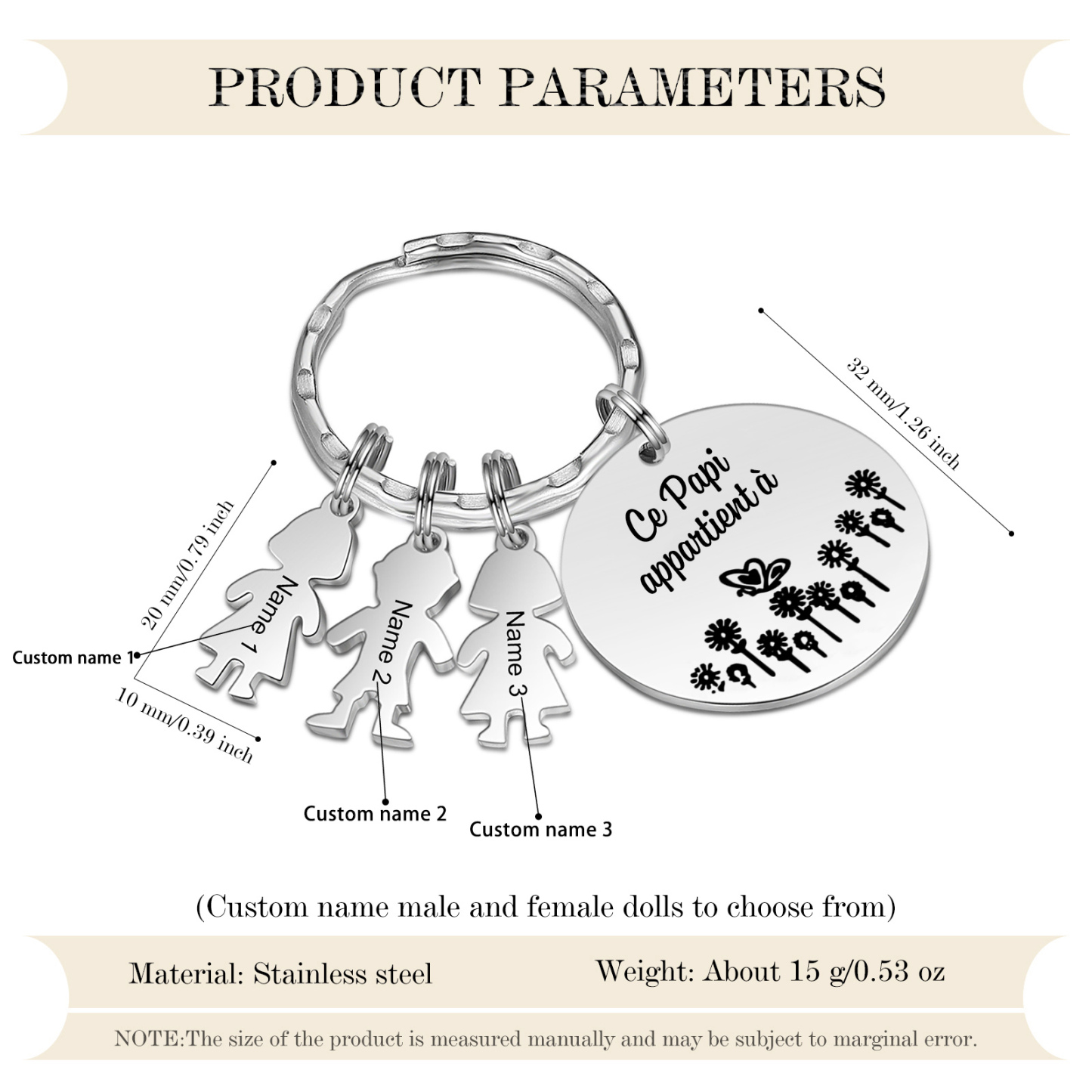 À Mon Papi - 1-5 Noms Porte-Clés Personnalisés Avec Breloques Enfants