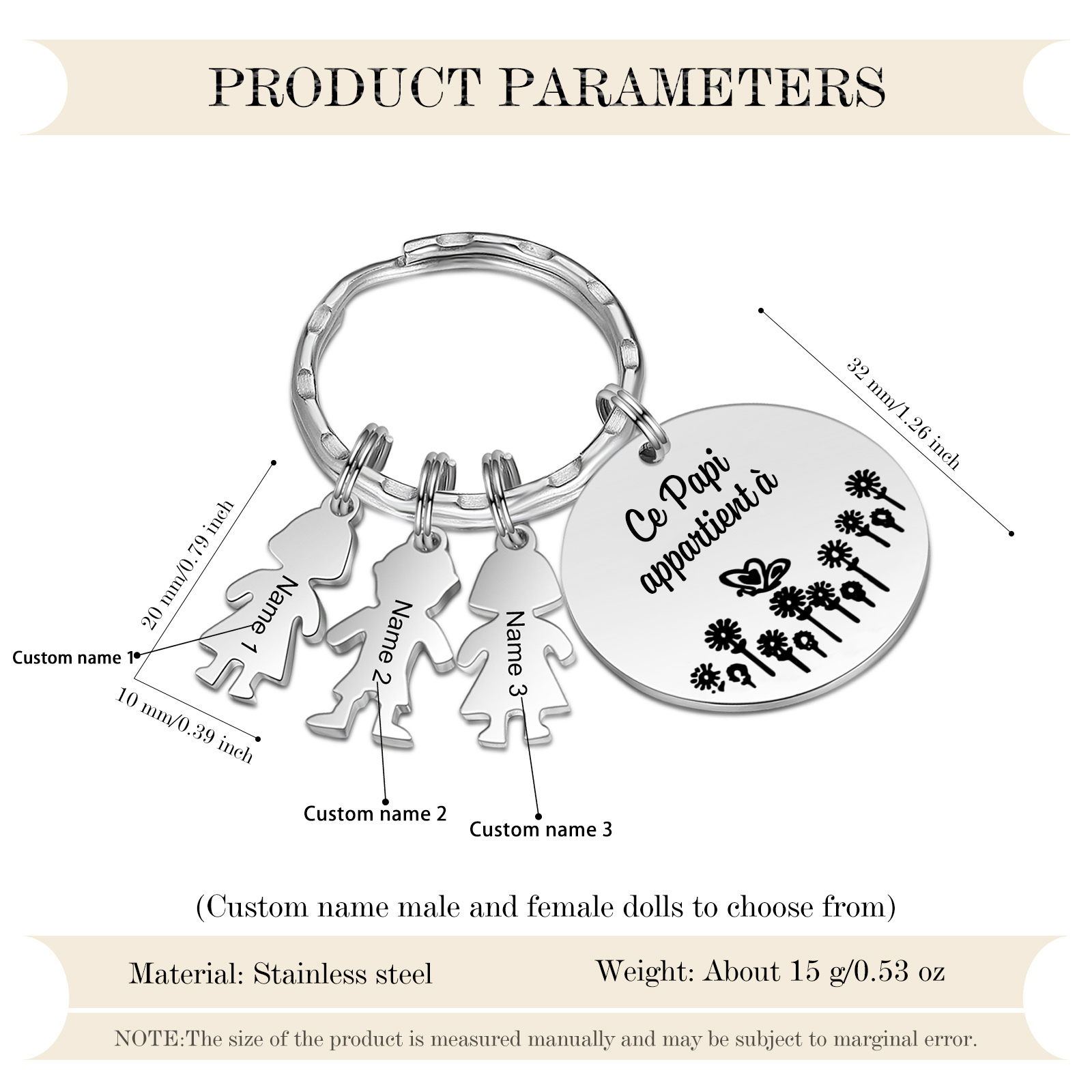À Mon Papi - 1-5 Noms Porte-Clés Personnalisés Avec Breloques Enfants