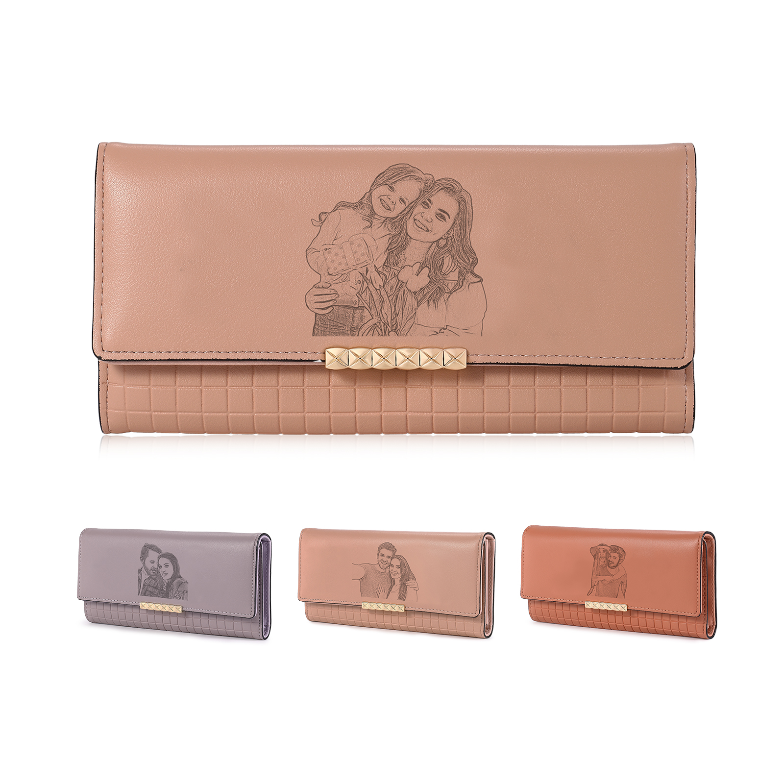 Portefeuille Long Personnalisé avec Photo en Cuir PU, Cadeau pratique pour Femme