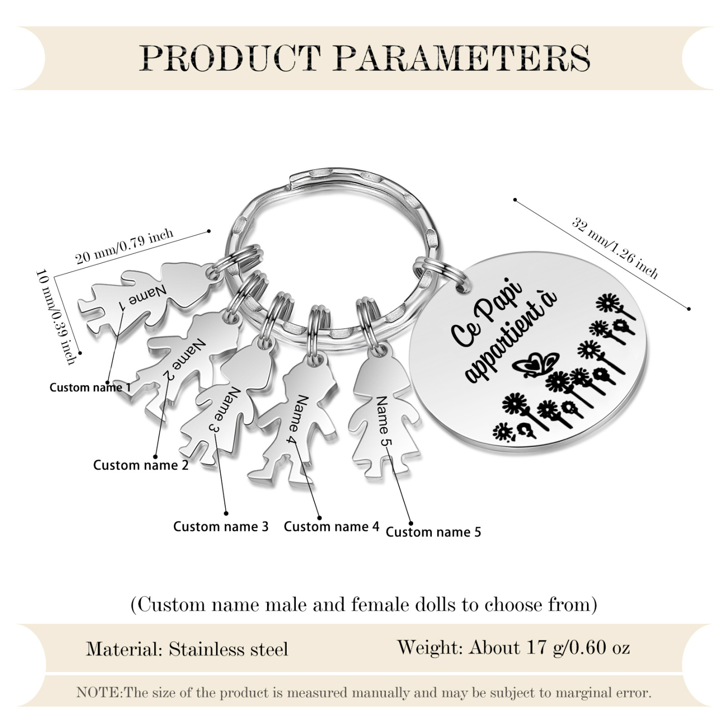 À Mon Papi - 1-5 Noms Porte-Clés Personnalisés Avec Breloques Enfants