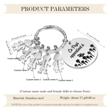 À Mon Papi - 1-5 Noms Porte-Clés Personnalisés Avec Breloques Enfants