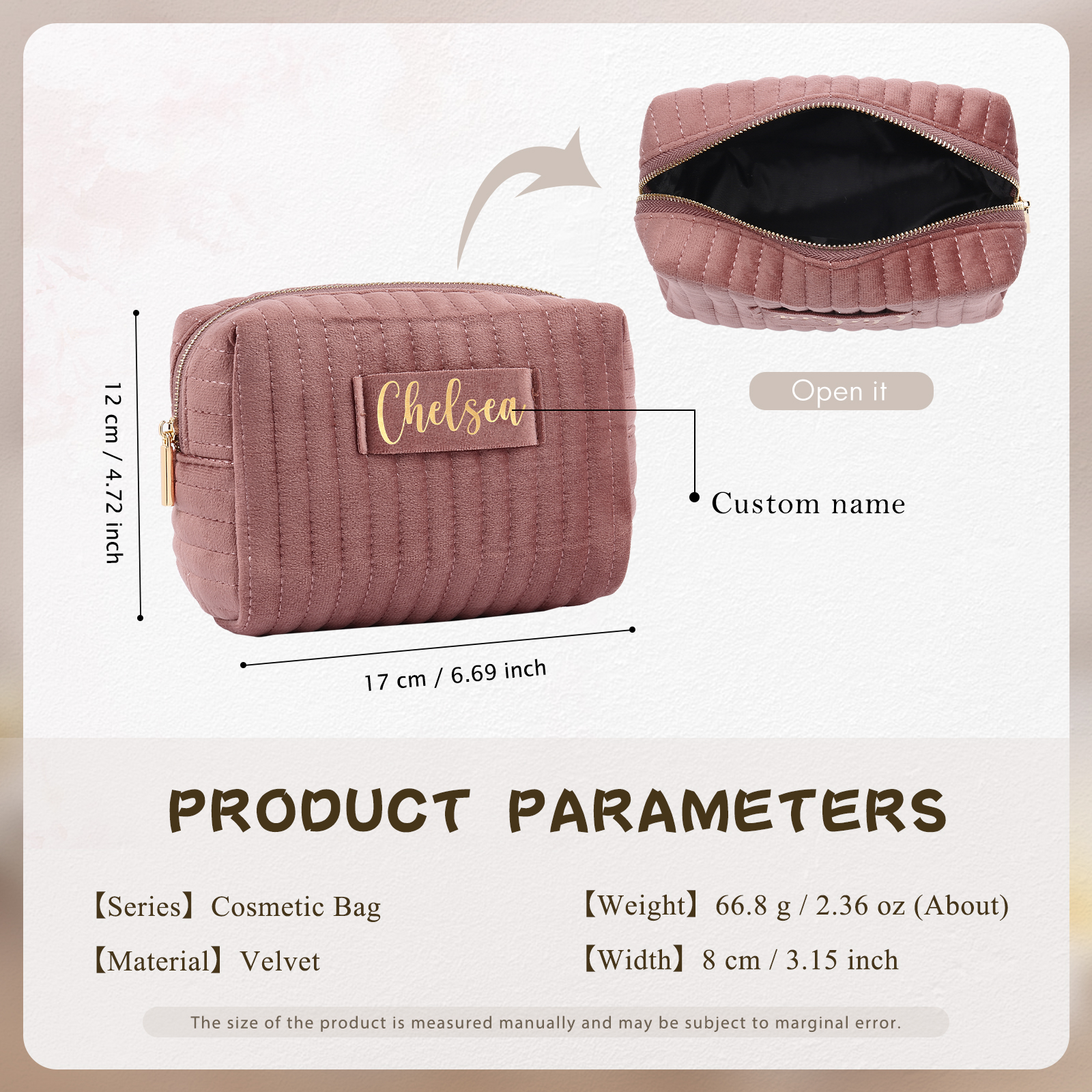 Trousse De Maquillage 1 Prénom Personnalisé Sac De Maquillage À Capacité Élevée Pour Femmes