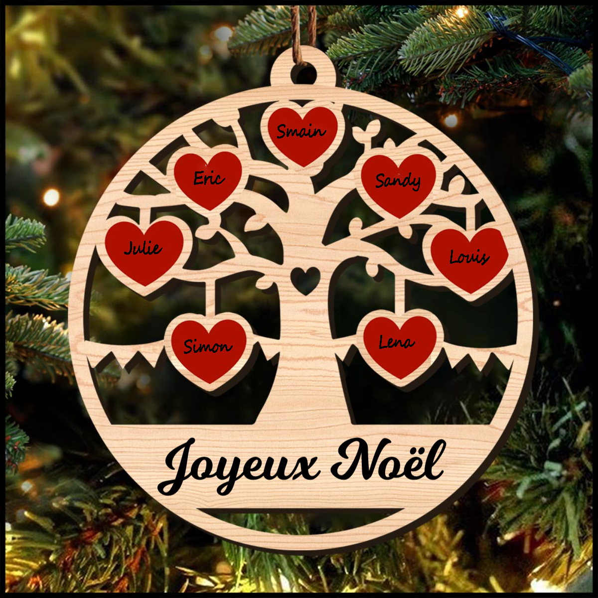 Ornements de Noël Arbre de vie Arbre 7 Prénoms Personnalisés