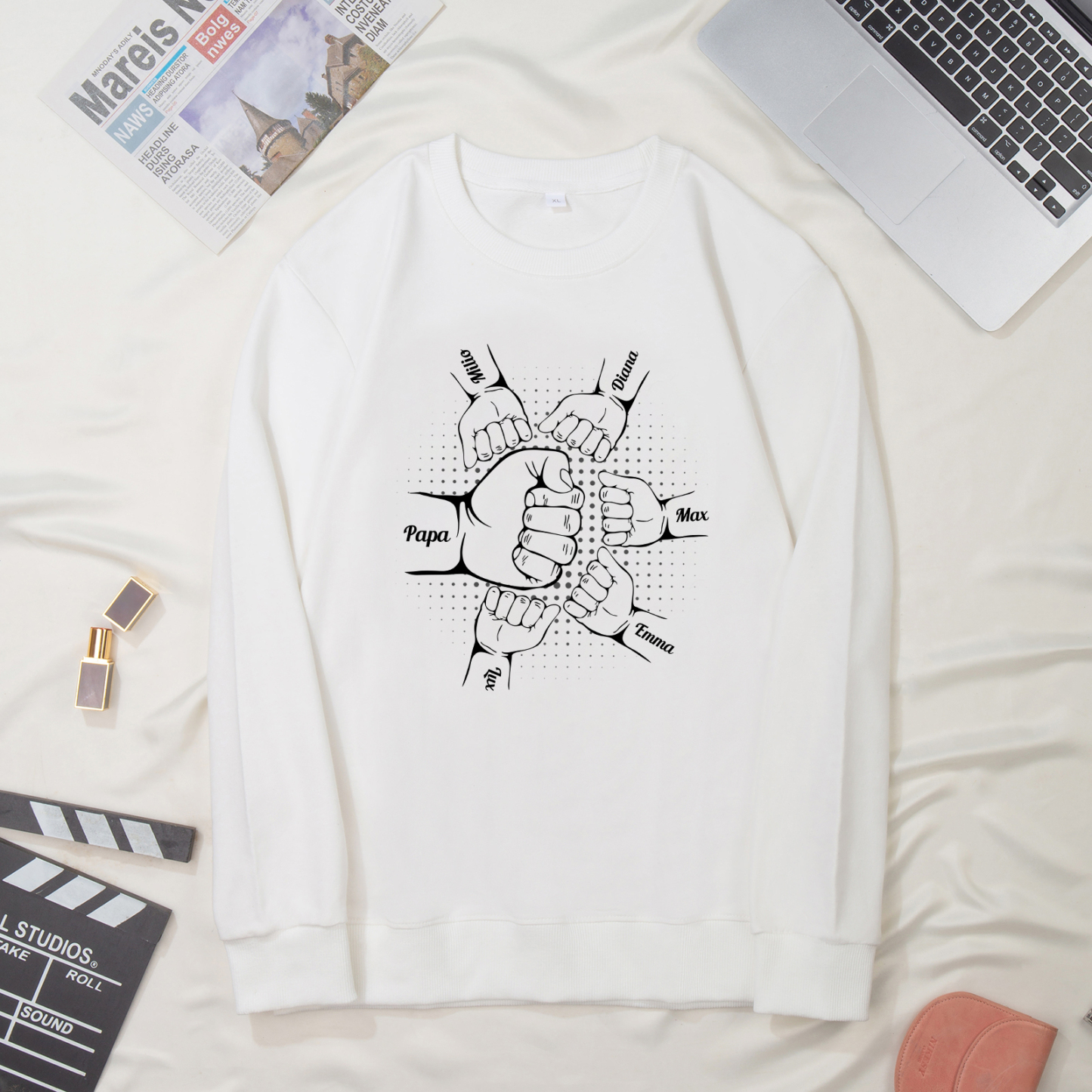 Sweat-Shirt Poings 6 Prénoms Personnalisés