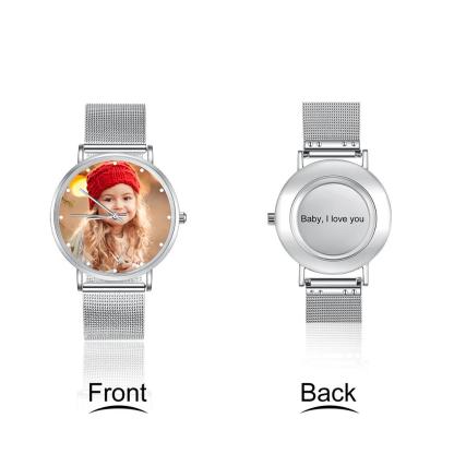 Montre Personnalisée Photo avec Gravure du prénom ou Message Bracelet pour Femme