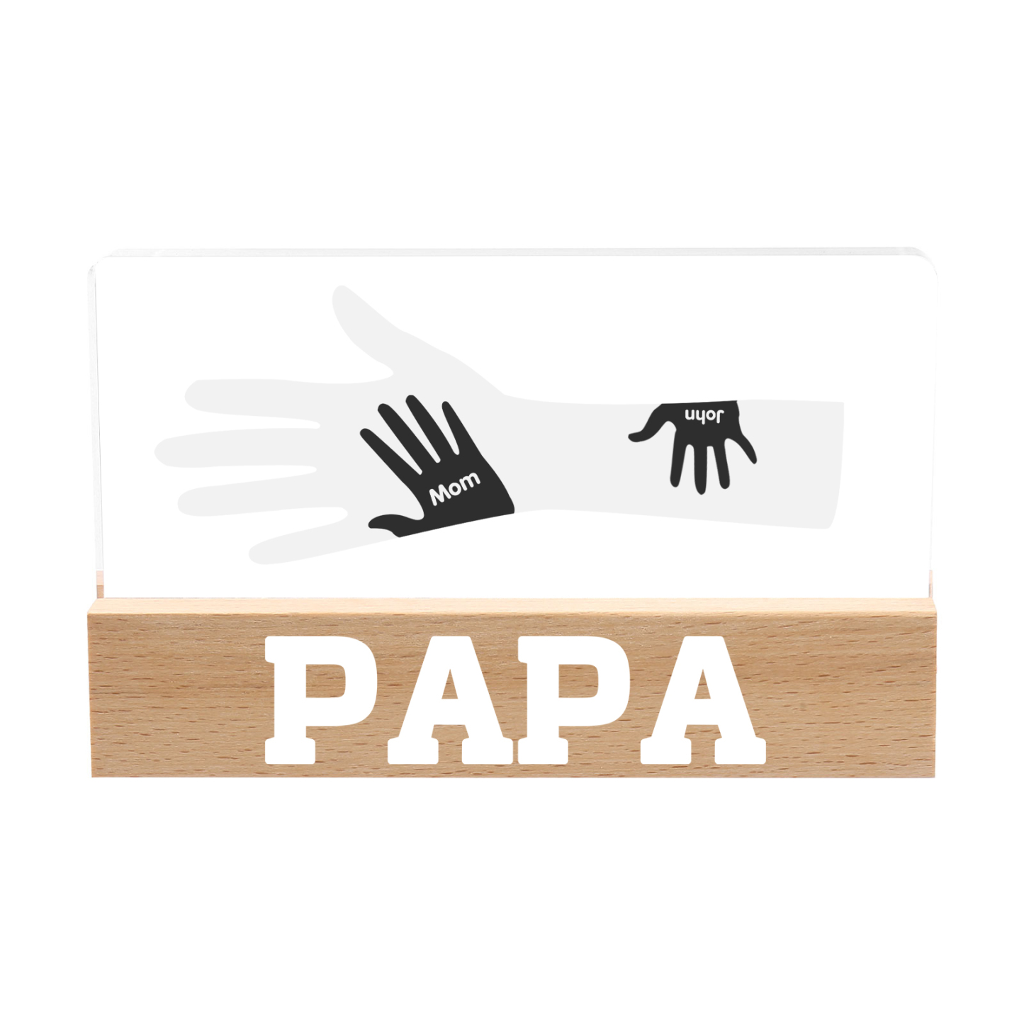 À Papa/Maman- Lampe de chevet LED Mains 2 Prénoms Personnalisés avec Texte pour Famille