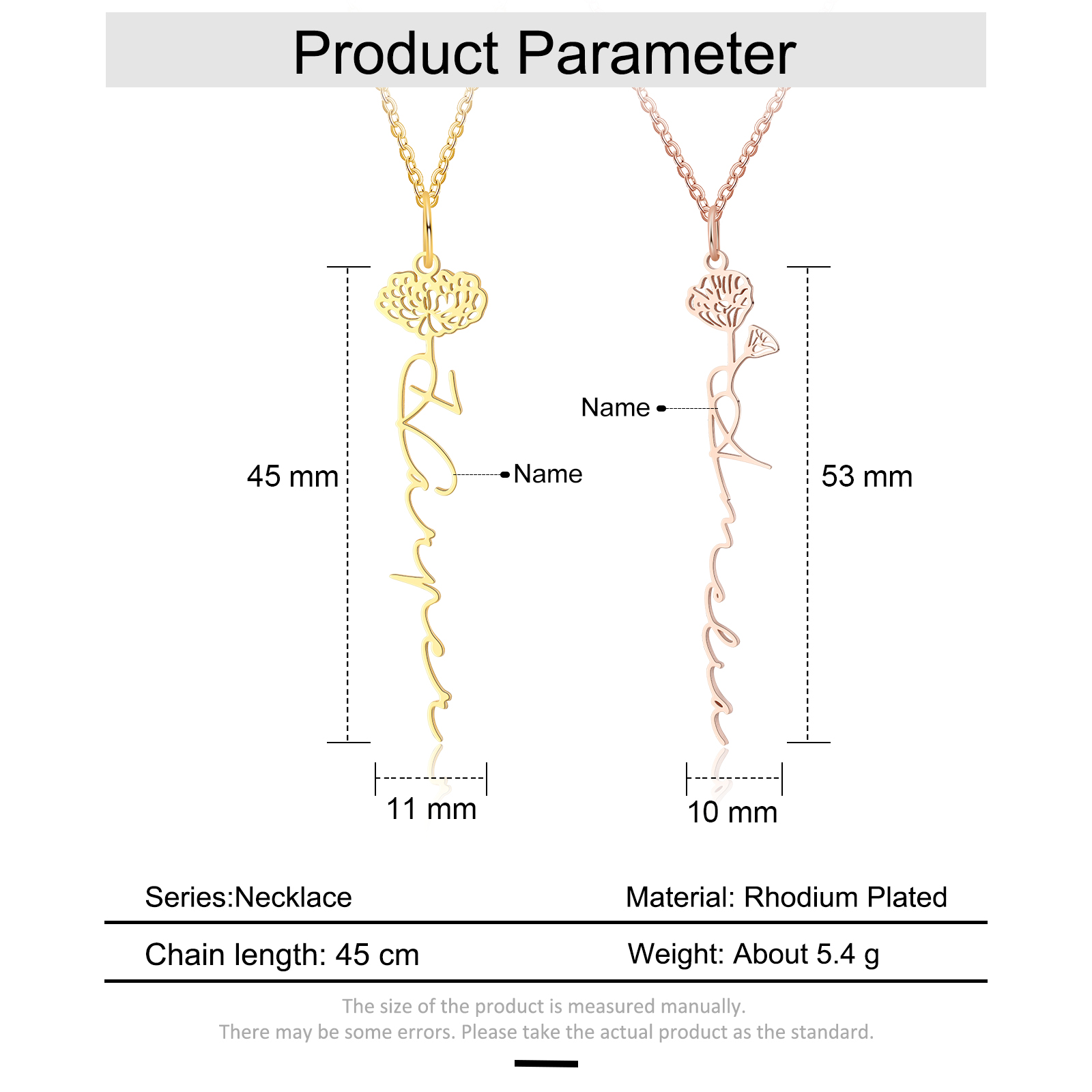 Collier prénom personnalisé 12 fleurs de naissance