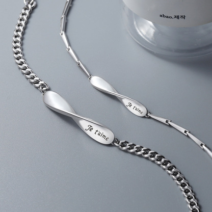 2PCS Bracelets 2 Prénoms Personnalisés Bracelet en Commun pour Couple｜