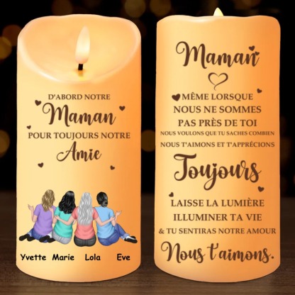 À ma Maman - Bougie Électronique Personnalisée avec 2-4 Prénoms et Texte LED Lumières pour Maman | Jessemade