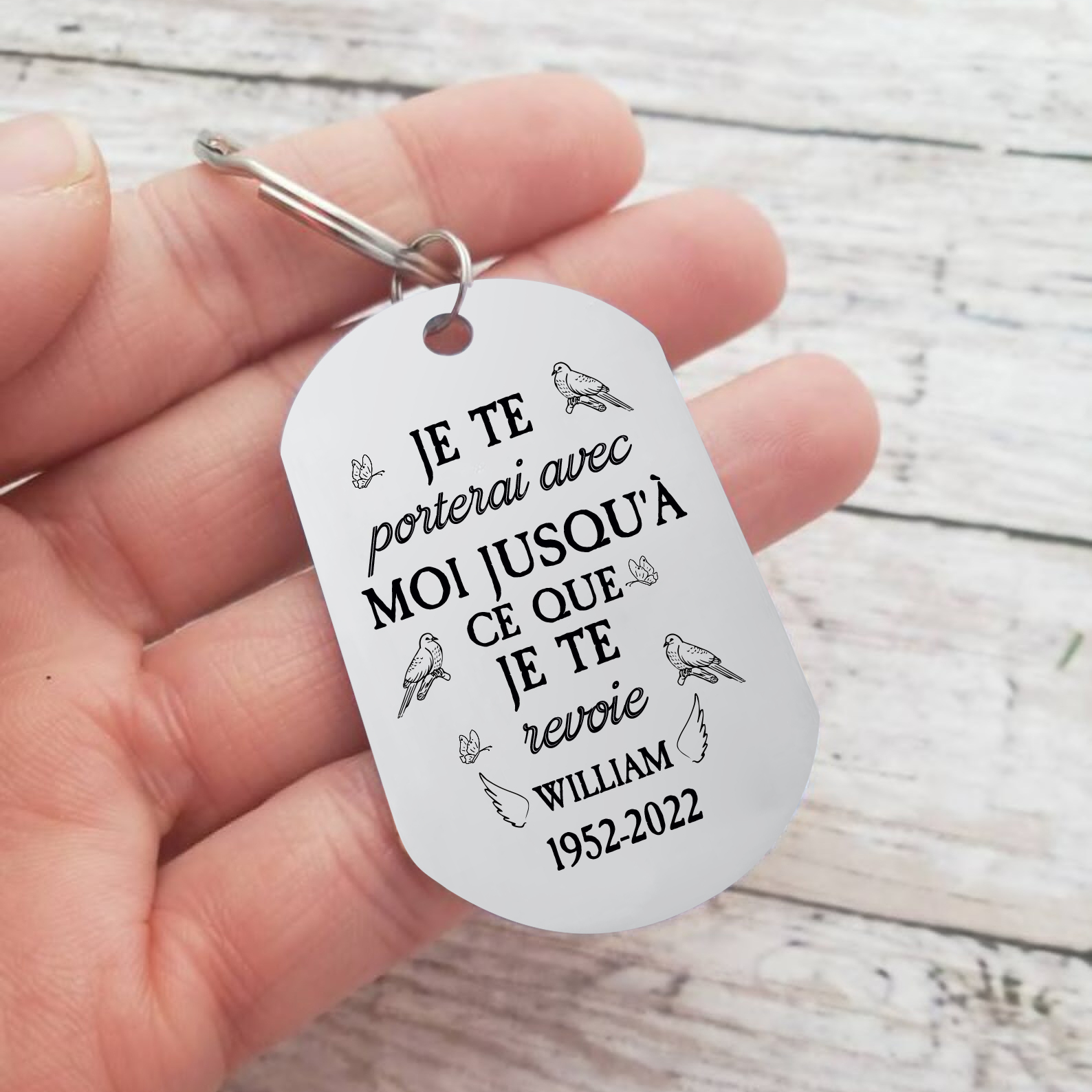 Porte-Clés Commémoratif Photo avec Prénom et Année Personnalisés