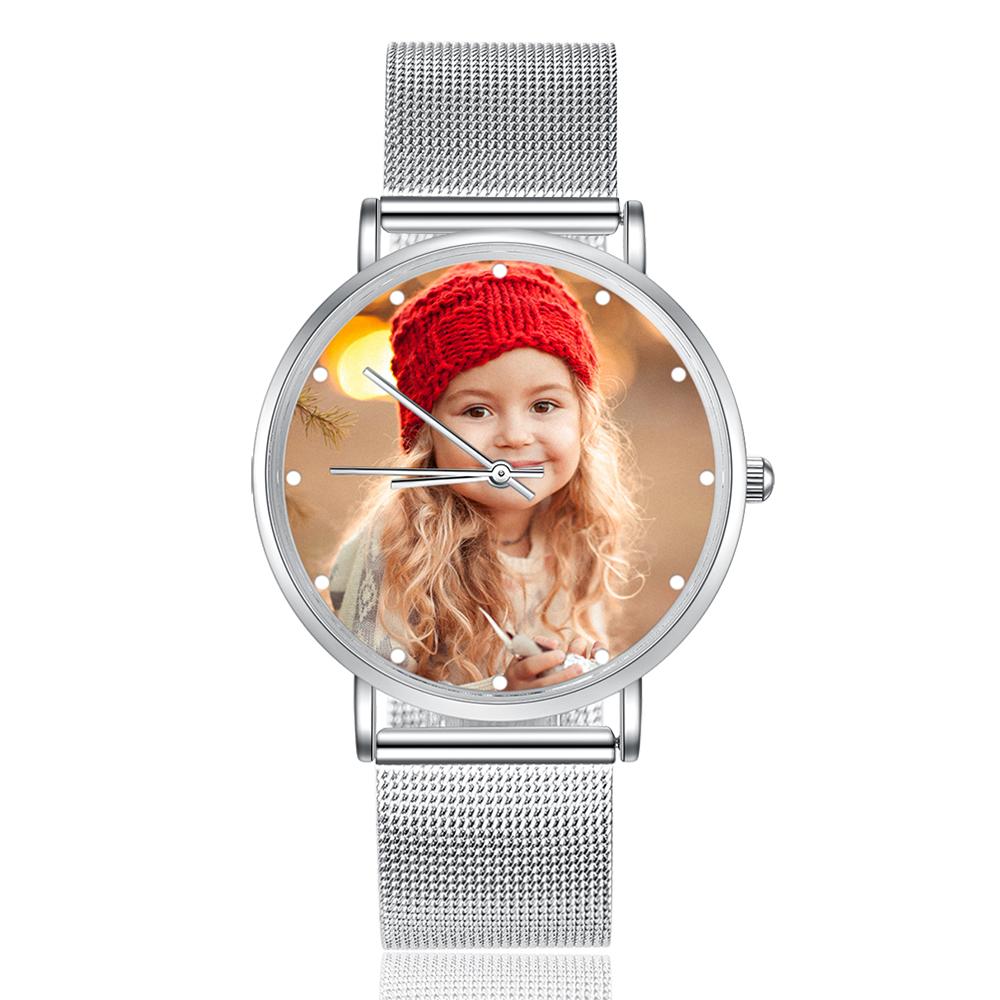 Montre Personnalisée Photo avec Gravure du prénom ou Message Bracelet pour Femme