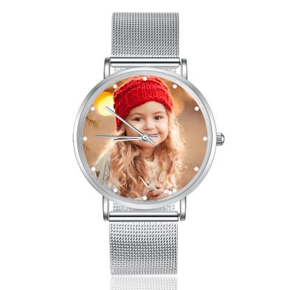 Montre Personnalisée Photo avec Gravure du prénom ou Message Bracelet pour Femme